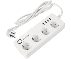 Kruger &amp; Matz Listwa KrugerMatz maitinimo blokas, 4 vokiški lizdai ir 4xUSB 2100 mA, Connect P6 Tuya