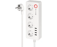 Kruger &amp; Matz Listwa KrugerMatz maitinimo blokas, 4 vokiški lizdai ir 4xUSB 2100 mA, Connect P6 Tuya