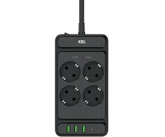 Listwa przepięciowa, 4 gniazda 2p+su oraz gniazdami usb a, usb c, 2m, schuko ; kel