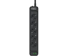 Listwa przepięciowa, 5 gniazd 2p+su oraz gniazdami 2xusb a, 1xusb c, 5m, schuko ; kel