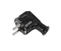 Elgotech Kištukas su įžeminimo kontaktais juodas kampinis Schuko WT-35