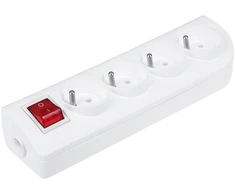Elgotech Prailginimo laido lizdas x 4 su įžeminimu ir jungikliu, baltas GN-40W