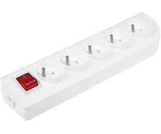 Elgotech Prailginimo laido lizdas x 5 su įžeminimu ir jungikliu, baltas GN-50W