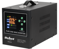 Rebel POWER-1000-LFP4 avarinis maitinimo šaltinis – keitiklis su gryna sinusine banga ir įkrovimo funkcija 12V 230V 1000VA 700W
