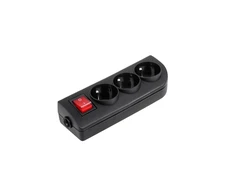 Gniazdo Oem Prailginimo lizdas x 3 su įžeminimu ir jungikliu juodas GN-30W-2