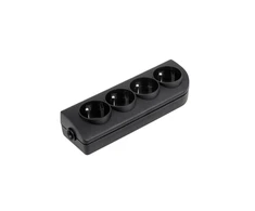 Elgotech Oem Prailginimo laido lizdas x 4 su įžeminimu, juodas GN-40-2