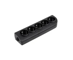 Gniazdo Oem Prailginimo lizdas x 5 su įžeminimu juodas GN-50-2