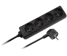 Prailgintuvas 4 lizdai 5m prancūziško tipo be jungiklio (3x1.5mm) Rebel juodas