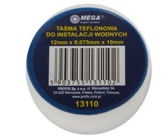 Mega Taśma Tefloninė juosta vandens instaliacijai 12 * 0,075 mm * 10 m