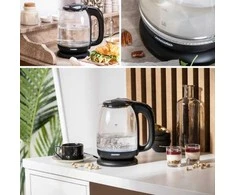 Mesko | Virdulys | MS 1302b | Electric | 2200 W | 1.7 L | Glass | 360° rotational base | Juodas