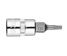 Końcówka Torx TX10 antgalis ant 1/4 colio lizdo, trumpas, 37 mm