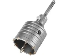 Otwornica 65 mm karbido skylių pjūklas su SDS+ adapteriu ir centravimo grąžtu