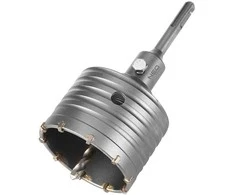 Otwornica 80 mm karbido skylių pjūklas su SDS+ adapteriu ir centravimo grąžtu