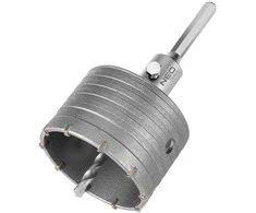 Otwornica 85 mm karbido skylių pjūklas su šešiakampiu adapteriu ir centravimo grąžtu
