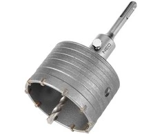 Otwornica 85 mm karbido skylių pjūklas su SDS+ adapteriu ir centravimo grąžtu