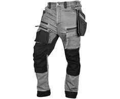 Spodnie Kelnės Džinsinės darbo kelnės, sutvirtintos „Cordura“ audiniu, nuimamos kišenės dėklams, pilkos, XXL dydis