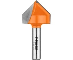 V formos griovelių freza, TCT, 25,4 x 25,4 mm, 8 mm kotas