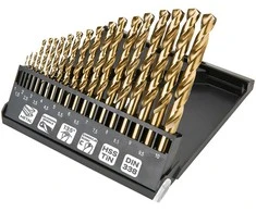 Grąžtas Wiertła HSS-TiN metalo grąžtai 1,0–10,0 mm, 19 vnt. rinkinys