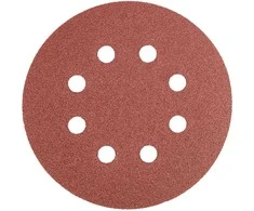 Krążki Šlifavimo diskai su lipdukais, 125 mm, P120, 5 vnt., su 8 skylėmis