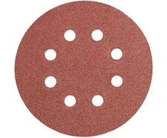 Krążki Šlifavimo diskai su lipdukais, 125 mm, P100, 5 vnt., su 8 skylėmis