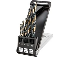 Grąžtas Wiertła HSS-CNC metalo grąžtai, 124°, „Pro-Tec“, 4,0–10 mm, 5 vnt. rinkinys