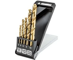 Grąžtas Wiertła HSS-TiN metalo grąžtai, 4,0–10 mm, 5 vnt. rinkinys
