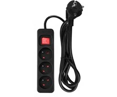 Przedłużacz Prailginimo laidas 1,5 m, 3 x 1,5 mm2, 3G, juodas, ĮJUNGTA/IŠJUNGTA