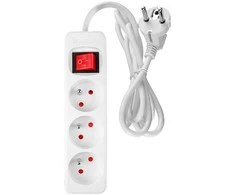 Przedłużacz Prailginimo laidas 3 m, 3 x 1,5 mm2, 3G, baltas, ĮJUNGTA/IŠJUNGTA