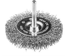 Szczotka 50 mm vielinis diskinis šepetys, gofruota viela, nerūdijantis plienas, su 6 mm kotu