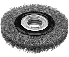 Szczotka Vielinis diskinis šepetys 125 x 20 mm, gofruota viela, INOX