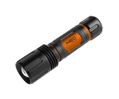 Latarka, LED žibintuvėlis, aliuminis, juodas, su priartinimu, 3 apšvietimo tipai, IPX4