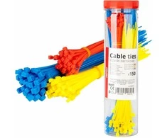 Plastikinių įvairiaspalvių kabelių raištelių rinkinys, 150 vnt. amio-04316