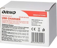 Orno Įkroviklis 2xUSB 3.4A įkroviklis, įleidžiamas, juodas