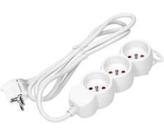 Orno Przedłużacz 3 krypčių prailgintuvas 2P+Z, 5m H05VV-F 3x1.5mm2, Imax=16A, plokščias kištukas, baltas