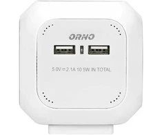 Orno ilgintuvai 4 x 2P+E, 2xUSB įkrovikliai, 1.4m H05VV-F 3x1mm2, baltas (OR-AE-13144/W)