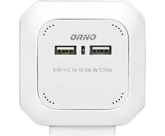 Orno Przedłużacz 4 krypčių prailgintuvas 2P+Z (Schuko), 2xUSB įkroviklis, 1,4 m H05VV-F 3x1,5mm2, baltas
