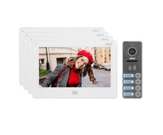 Orno Rinkinys 4 šeimos vaizdo domofonas, laisvų rankų įranga, LCD 7", jutiklinis ekranas, OSD meniu, atmintis, SD kortelės lizdas, DVR, vartų valdymas, balta, FELIS MEMO MULTI4