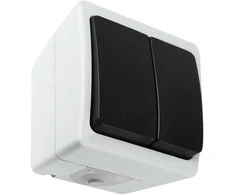 Orno Łącznik AQUATIC MINI IP 54 dvipolis jungiklis, baltas ir juodas, 10 vnt.