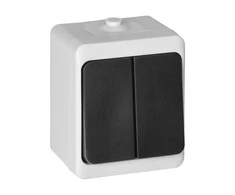 Orno Łącznik AQUATIC MINI IP 54 sietyno jungiklis, baltas ir juodas