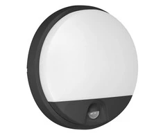 Sieninis šviestuvas Orno AGAT LED 10W, sodo šviestuvas su judesio jutikliu, 140°, 800lm, IP54, 4000K, juodas