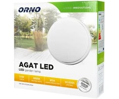 Sieninis šviestuvas Orno AGAT LED 15W, sodo šviestuvas, 1100lm, IP54, 4000K, baltas