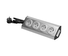 Orno Lizdas Baldų, virtuvės lizdas, tvirtinamas Velcro juosta 4x2P+Z INOX su 1,5 m laidu.