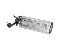 Orno Lizdas Baldai, virtuvės lizdas, montuojamas su „Velcro“ 4x2P+Z schuko, INOX su 1,5 m laidu.