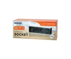 Orno Lizdas Baldinis lizdas, išsikišantis iš stalviršio, su plokščiu frezuotu kraštu, USB įkrovikliu ir 2 m laidu, 2x2P+Z, 2 x USB (A tipo), HDMI, 3x1,5mm2, juodas ir sidabrinis, INOX
