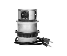 Orno Lizdas Baldinis lizdas Ø10cm, ištraukiamas iš stalviršio, su 1,5m laidu, 4x2P+Z, schuko versija