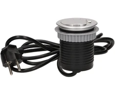 Orno Lizdas Baldų lizdas - 6 cm, įleidžiamas į stalviršį, su dangteliu, USB įkrovikliu ir 1,8 m laidu, 1x2P+Z, 1xUSB
