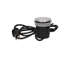 Orno Baldų lizdas 6 cm įleidžiamas į stalviršį su dangčiu, USB įkrovikliu ir 1,8 m laidu, 1x2P + Z, 1xUSB