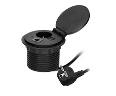 Orno Baldų lizdas? 8 cm įleistas į stalviršį su indukciniu įkrovikliu, USB įkroviklis su 2 lizdais A ir C, kabelio įvorė su 1,8 m laidu, 1x2P + Z, 2xUSB 2,4A 5V, juoda