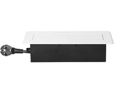 Orno Lizdas Baldinis lizdas, įleidžiamas į stalviršį, su plokščiu frezuotu kraštu, USB įkrovikliu ir 1,5 m laidu, 2x2P+Z (Schuko), 2xUSB (A+C tipo; 3,6A), baltas