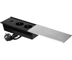 Orno Lizdas Baldinis lizdas su stumdomu dangteliu, 2x2P+Z (prancūziškas), USB A+C, sidabrinis